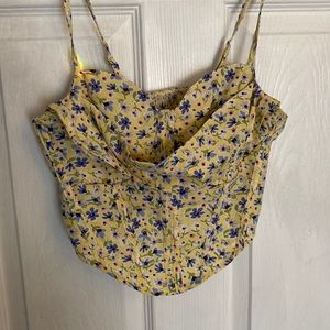 yellow floral corset top perfect for summer time